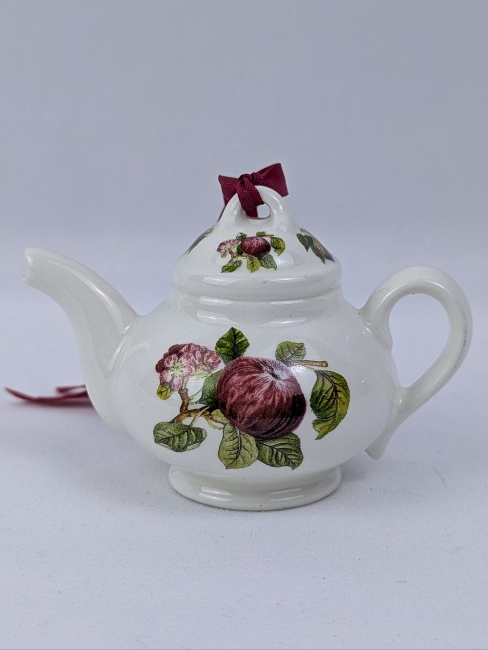 Portmeirion Mini Teapot Porcelain Holiday Christmas Ornament Pomona